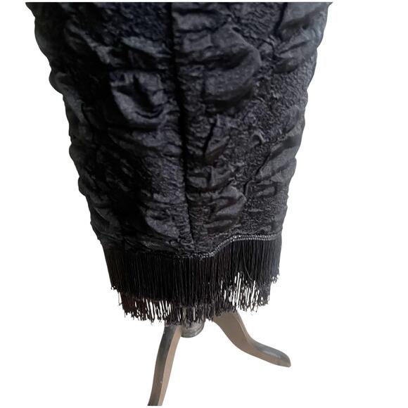 Flapper Style Bodycon Puff Dress Black Size XL Fringe Hem Stretch Sleeveless - Picture 9 of 15